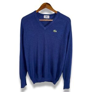 80s Navy Lacoste Alligator V-Neck Sweater Size L
